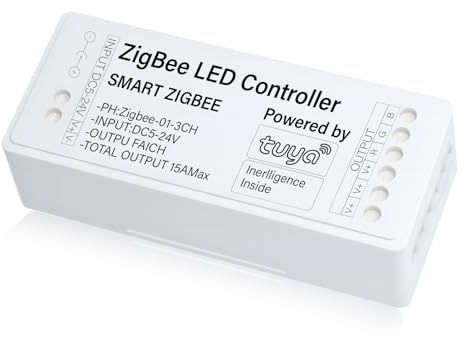ZigBee Dimmer,ZigBee LED Controller,LED Dimmer 12V/24V,ZigBee Lichtschalter | ZigBee Dimmer Lichtschalter mit Smart Life/Tuya App, Kompatibel mit Alexa/Google Assistant, für LED Lampen,Strip (ZigBee-RGB)