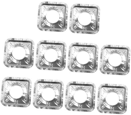 ROMISBABA Lot De 10 Housses Carrées En Papier D'aluminium Résistant à La Chaleur L'huile Pour Brûleurs De Cuisinière à Gaz, Protection Réutilisable Cuisine Propre Et Entretien Facile