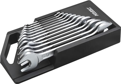 HAZET Doppel-Maulschlüssel-Satz 450N/12NRS I Außen-Sechskant Profil 6 x 7-30 x 32 I 12 teilig I In stabilen Kunststoff-Klemmhaltern I max. Drehmoment: 12 Nm