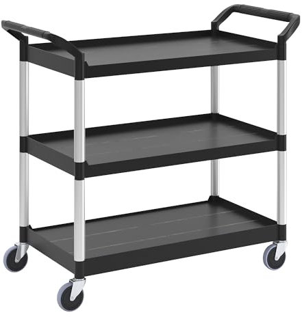Rubbermaid | Allzweck-Servierwagen | Tragfähigkeit gesamt 90 kg | LxBxH 860 x 470 x 960 mm | Farbe Ladefläche schwarz
