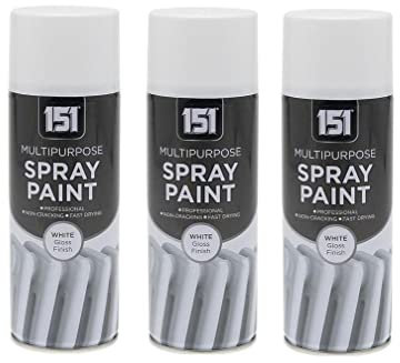 151 White Gloss Multi-Purpose Aerosol Spray Paint 400ml (3 Pack)