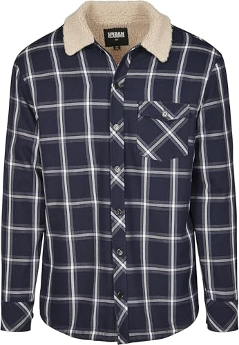 Urban Classics Herr sherpa fodrad skjorta jacka denim, Flerfärgad (marinblå/vit 00159), XL