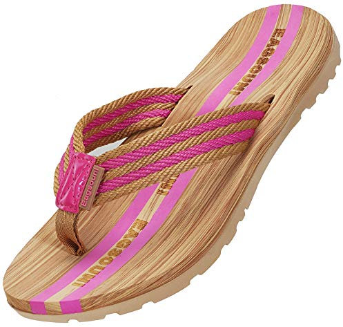 Damen Herren Zehentrenner Sommer Flip Flops Badelatschen Hausschuhe Pantoletten, Pink, 39 EU