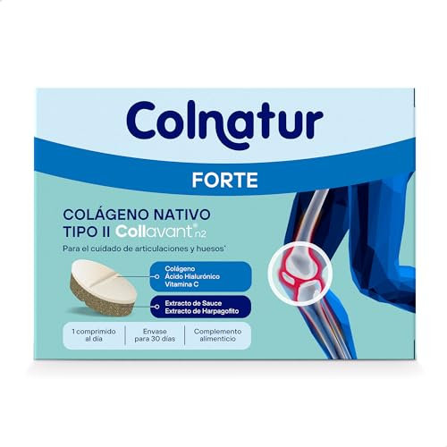 Colnatur Forte | 30 Comprimidos | Colágeno Nativo Tipo II, Ácido Hialurónico y Vitamina C Para Huesos y Articulaciones
