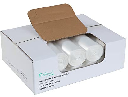 TYPLASTICS Bolsas de basura transparentes de 40 - 45 galones - 40 ''x 48'' - Bolsas de basura HD - Estuche de 250