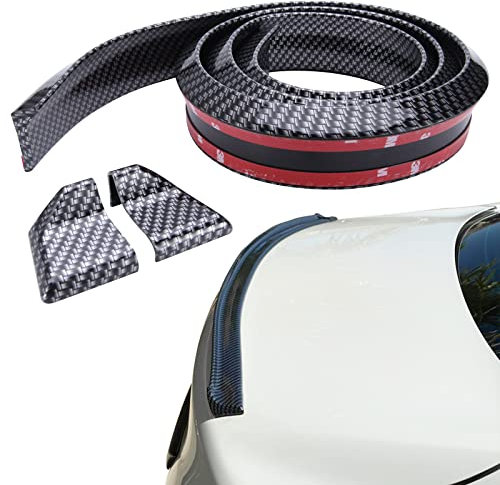 JMTBNO Alerones Traseros de Coche, Kit de Labios de Alerón Universal de Goma para Maletero de Coche de 1,5 m para Los Coches Más Populares (fibra de carbono)