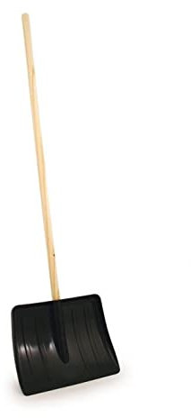 Snow Shovel Heavy Duty 120cm Long Wooden Handle Winter Outside Garden Car Spade Plastic Head Mucking Out Snow 42cm Waste Pusher Scooper (Snow Shovel Single)