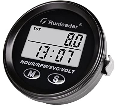 Runleader DC 8V to 65V Hour Meter RPM Meter,Battery Volt Meter RL-HM005L1