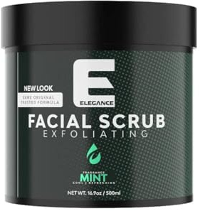 Elegance Natural Face Scrub, 16.9 Oz, Mint Based Facial Scrub, Exfoliate and Eliminate Impuritites for a Healthy and Hydrated Glowing Skin