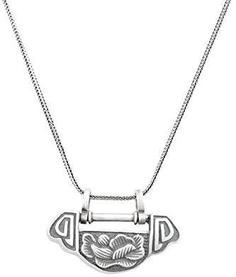JadeAngel Padlock Necklace Chinese Peony Lock Necklace Chain 925 Sterling Silver Pendant Necklaces for Women (20)