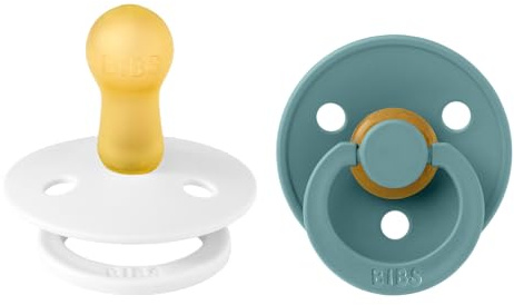 BIBS Colour Schnuller 2er-Pack, BPA-frei, Kirschform Nippel. Naturkautschuk/Latex, Hergestellt in Dänemark. 6-18 Monate (2er Pack), White/Island Sea