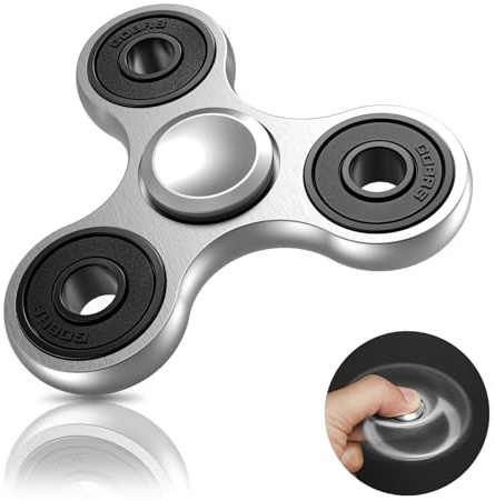Coolden Fidget Spinner Metall Fidget Toys EDC Hand Spinner Hochwertig Schleuderzeit 2-5 Min Angst Anti Stress Spielzeug Geschenk für Kinder Erwachsene Edelstahl Finger Kreisel für Büro Schule Silber