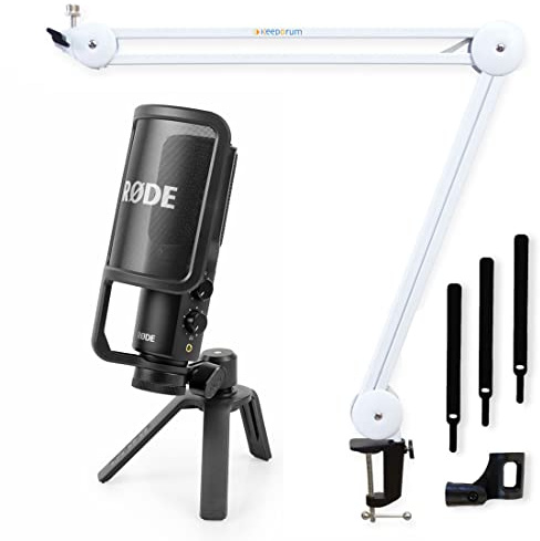 Rode NT-USB+ USB-Kondensatormikrofon + keepdrum MS138 WH Tisch-Stativ Weiss