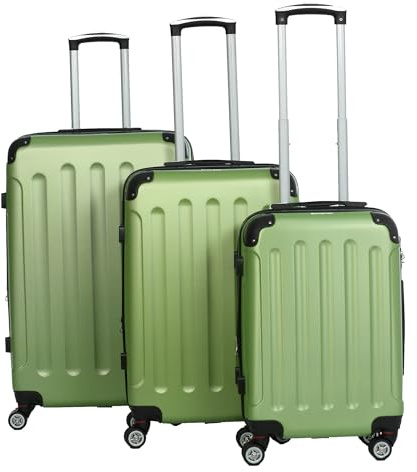 INVIDA Glüückskind Luxus Koffer Trolley Kofferset aus ABS in 6 Farben und Einzel oder im Set Frei Wählbar Grün 3tlg. Set