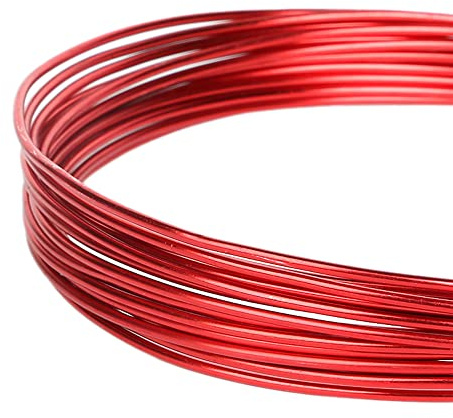 Schmuckdraht,Aluminiumdraht,Schmuckdraht, Basteldraht, Weicher & Biegsamer Draht, Draht für Schmuck, Dekoteile, DIY-Skulpturen, Kranzherstellung & Bonsai-Bäume,Aluminium Craft Draht,Rot,0.8mm20m