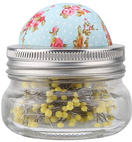 Cuscino per Aghi da Cucito, Spilli da Cucito per Cucire con Portaspilli e Bottiglia di Vetro, 200 Pezzi Aghi per Perle con Kit Cuscino per Spilli per Quilting, Kit da Cucito