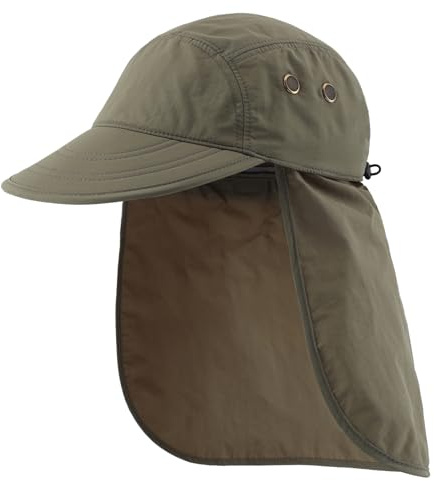 Decentron Mens UV Sun Protection Cap Fishing Hiking Cap Outdoor Sports Cap Mens Baseball Cap with Neck Flap Light Army Green
