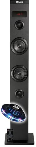 Bmi Enceinte Colonne Tour de Son HiFi Bluetooth 50W NGS SKYCHARM USB, Radio FM et AUX in Télécommande, Entrée Optique, Ampoule LED