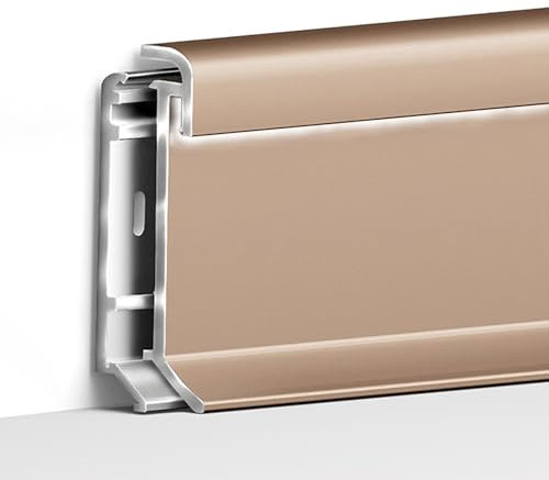 Sockelleiste Aus Eloxiertem Aluminiumlegierung 125CM*4 Stück Fußleiste MetallBodenleiste Modern Fuß Sockelleisten Für Wohnzimmer, Schlafzimmer, Küche, Heimkino(Roségold,Höhe: 60 mm)