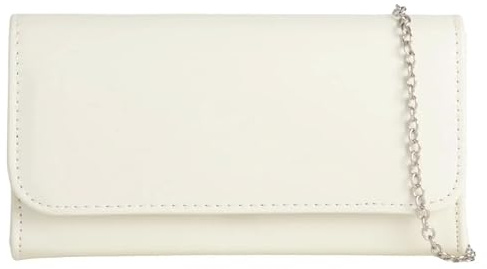 fi9® Clutch-Handtasche für Damen, einfarbig, für Hochzeit, Party, Abschlussball, Abend, elfenbeinfarben, medium