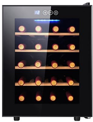 Zickdom Cave a Vin, Caves à Vin,Cave a Vin 20 Bouteille,Cave à Vin Multi-températures,Cave à vin avec Éclairage LED, Panneau de Commande Tactile, Noir Beech Shelves、
