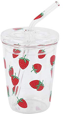Masyrt Vaso con tapa y pajita, vaso con tapa y pajita, taza de té de cristal, vaso de vidrio borosilicato alto para café frío, cóctel, cerveza, batido