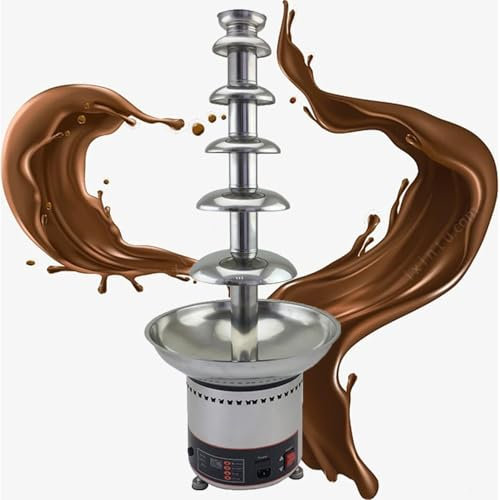 CFDZCP Chocolate Fondue Maker Large Chocolate Fountain Commercial Hot Chocolate Fondue Tower，4/5/6/7 Tiers Stainless Steel Chocolate Melting Heating Machine for Birthday Party Wedding(6floors)