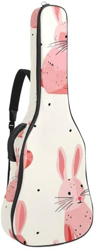 Gitarrentasche, 104 cm, doppelter verstellbarer Schultergurt, Akustikgitarre, Gigbag, Cartoon-Rosa, Kaninchen-Gitarrenkoffer, wasserdicht, Oxford-Stoff, dicker Schwamm, Cartoon Pink Rabbit,