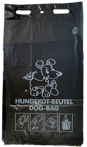 Hundekotbeutel 200 x 330 + 40 mm schwarz mit Druck geblockt 100 Stück