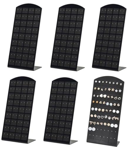 BOBOZHONG Ohrringhalter, 6 Stück, 72 Löcher, L-Form, Schmuckständer, Ohrringhalter, Halterung, Organizer, Vitrine, Schwarz
