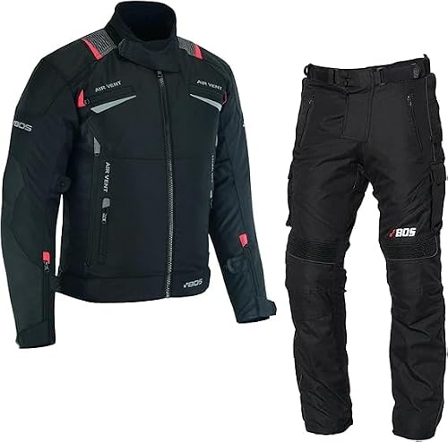 BOSmoto Motorradkombi Herren 2-teiler mit Protektoren – Leichte Textiljacke und Hose für den Sommer,Herren Motorrad Textil kombi,Motorrad Kombi