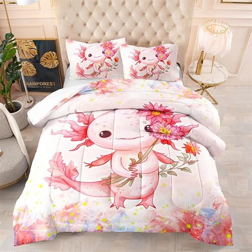 Bettdecke 140X200 Blumen Tiere Drucken Steppdecke 200Gsm,Dünne Und Leichte Bettdecken,4 Jahreszeiten Bettdecken 140X200,Weiche Mikrofaser Bettdecke Mit 2 Kissenbezüge,Warm Steppbettdecke