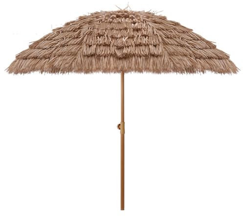 Stroh-Strandschirm Hawaii Ø 160cm 200cm 240cm Geneigter Sonnenschirm für Gartenterrasse Sonnenschutz (Größe: 1,6m/5,2ft)