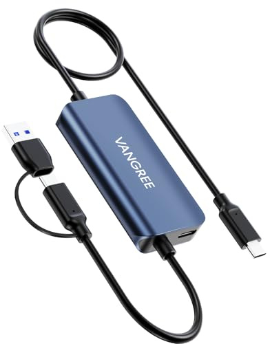 VANGREE USB C Video Capture Card 1080P 60FPS, Type C to USB-A/C Input, USB 3.0,100W PD with Low Latency for Streaming, Compatible with Nintendo Switch, Switch 2, Meta Quest, iPad, iPhone 16