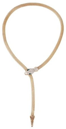 Cupimatch Schlange Halskette Zirkonia Damen: Exquisite Flexibel Biegbar Schlangenkette aus Edelstahl Elegante Verstellbare Halsband Medusa Schmuck Geschenke für Frauen Mädchen Freundin, Gold/Silber