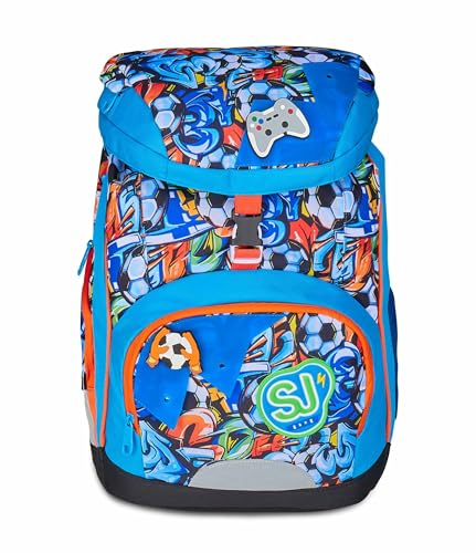 SJ GANG STYLE JAM GANG Zaino Scuola Soft Plus, Blu, Zaino con Divisorio Interno, Tasca Frontale eTasca per Borraccia, 24 L, Zaino Scuola Elementare, Zaino Bambino