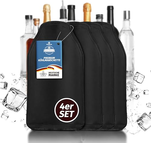 VANEJA Premium kylmanschett, set om 4 – 4 x flaskkylare, manschett för vin och champagne, vinkylare, manschett, dryckeskylare, utomhus och champagne, tillbehör för resor