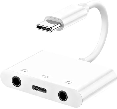 3 en 1 Adaptador USB C a Jack 3.5 mm y Carga Rapida PD 60W Hi-Fi DAC Chip, Adaptador Auriculares Tipo C Compatible con 1Phone 17/16/15 Pro Max 1Pad Pro, Galaxy S24/S23/S22 Ultra, Huawei P50 Mate Pixel