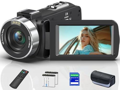 8K 64MP Video Camera 18X Digital Camcorder Video Camera for YouTube 3.0 inch Flip Screen Camcorder Vlogging Camera with 32GB SD Card, 2.4G Remote Control, Two Batteries