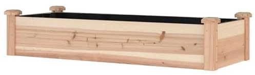 Bancal de madera maciza de abeto, 120 x 45 x 25 cm, natural y duradero para jardín, balcón o terraza, ideal para cultivo de verduras y flores
