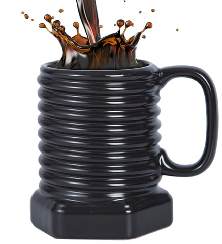 Moderna taza de cerámica industrial – 380 ml, interior negro, taza de café divertida, taza de café de, vasos caprichosos para capuchino, leche, cacao, vino, cerveza, cocina, cafetería
