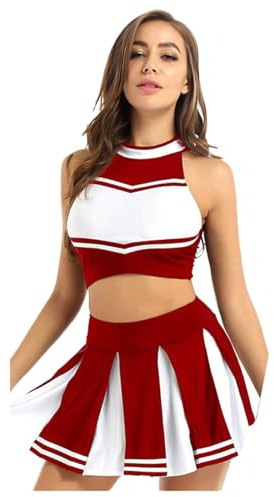 Cheerleader Kostüm Damen Uniform Rock Sexy Elegant Outfit Karneval Halloween 2PC