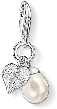 Thomas Sabo Damen Charm-Anhänger Perle mit Herz Flügel Charm Club 925 Sterling Silber 0779-082-14