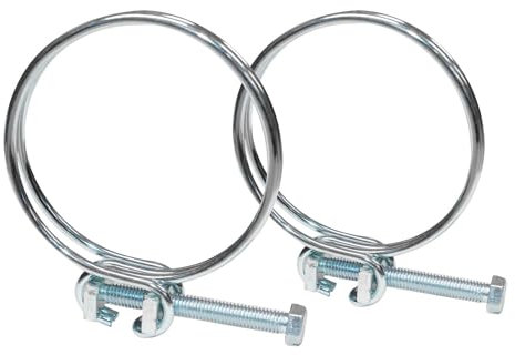 Pisces - 2 Pack Double Wire Hose Clips to fit 50mm (2in) Pipe Tubing
