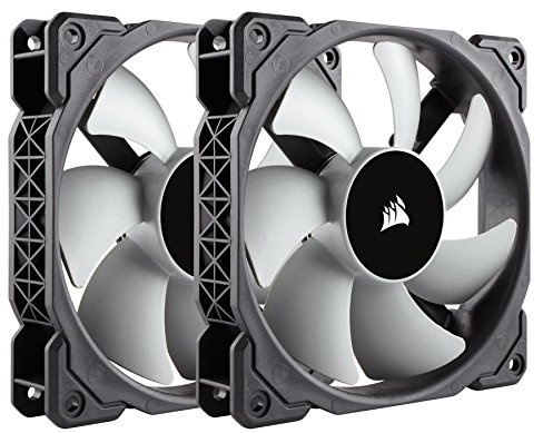 Corsair CO-9050039-WW ML Series ML120 Low Noise High Pressure Premium Magnetic Levitation Fan - Black/Grey, 120 mm (Pack of 2)