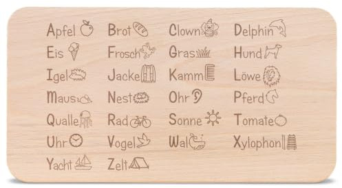 GRAVURZEILE Graviertes Frühstücksbrettchen - ABC - Deutsch