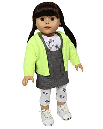 The New York Doll Collection Stadtmädchen 18 Zoll/46 cm Puppe weiche Körperpuppe mit glattem und seidigem Haar - Aufbewahrungsbox für Andenken - Layla