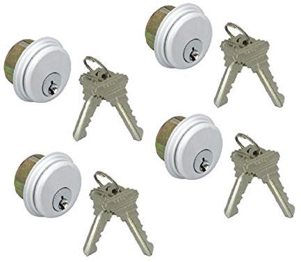 Pacific Doorware Storefront Door Mortise Lock Cylinder & Thumbturn MKC-MTC- PDW (Double Cylinder, Aluminum Silver, 4 Pack)