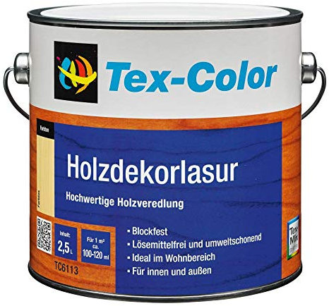 Tex-Color TC6113 Holzdekorlasur Seidenglänzende, Kiefer 2,5 Liter innen/außen