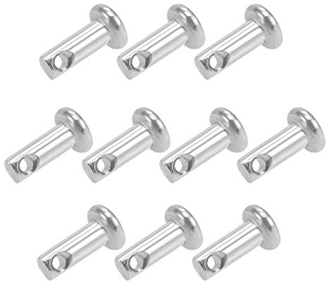 sourcing map 10 Stück Steckbolzen Einlochmontage Gabelbolzen 3mm X 8mm Splintstift Flachkopf 304 Edelstahl Scharnierstift